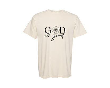 brand:Comfort Colors|color:Ivory|God Is Good Sleeve Christian Design Graphic T-Shirt