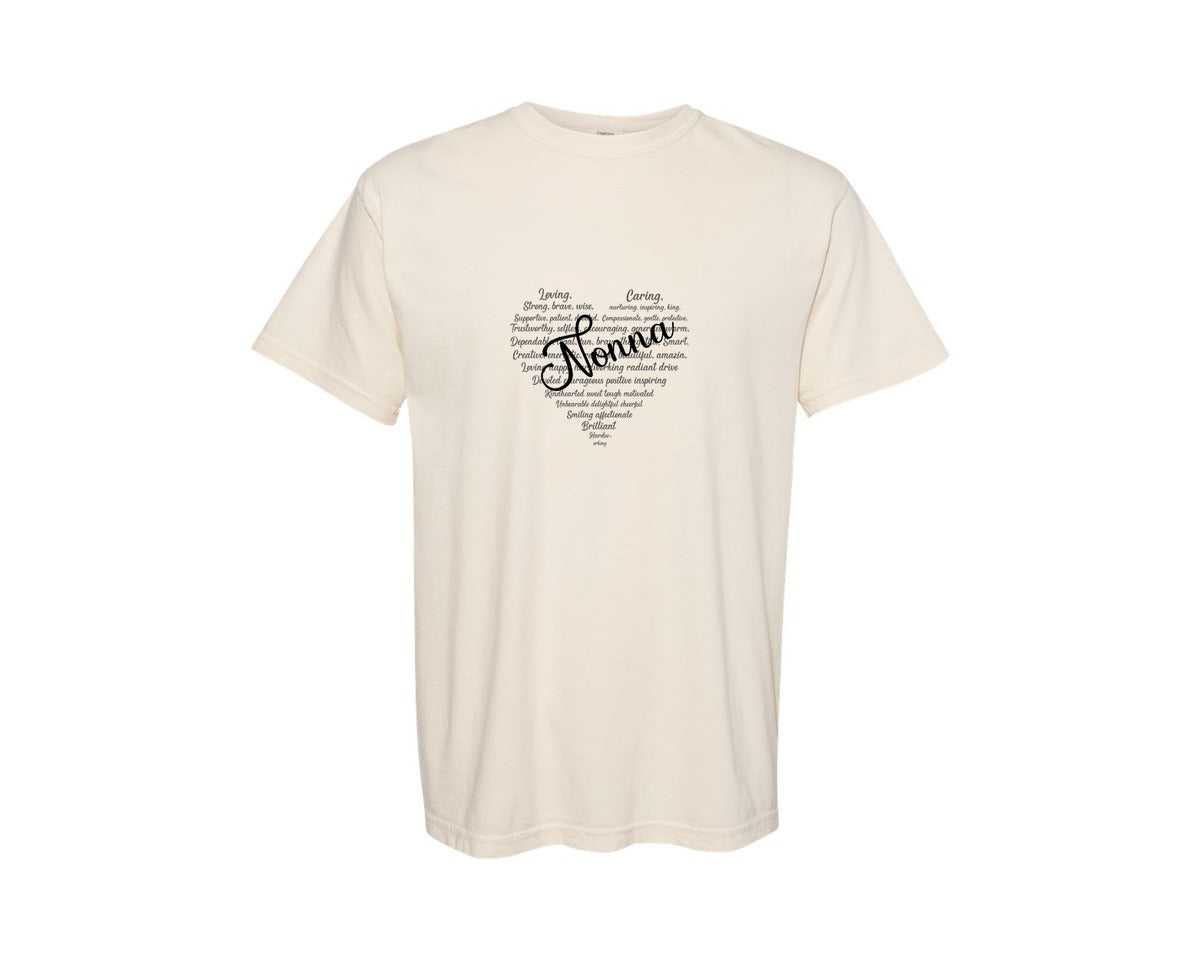 brand:Comfort Colors|color:Ivory|Nonna Heart Shape Mothers Day Graphic T-Shirt