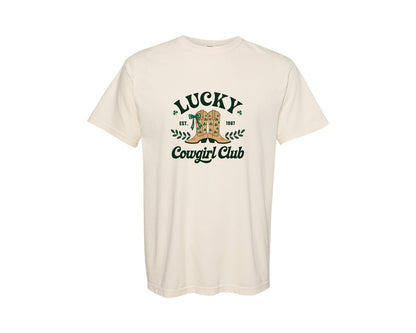 brand:Comfort Colors|color:Ivory|St Patricks Day Lucky Cowgirl Coquette 7 Graphic T-Shirt