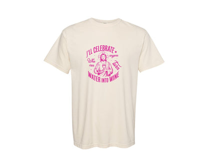 brand:Comfort Colors|color:Ivory|Jesus Water Into Wine Design Graphic T-Shirt