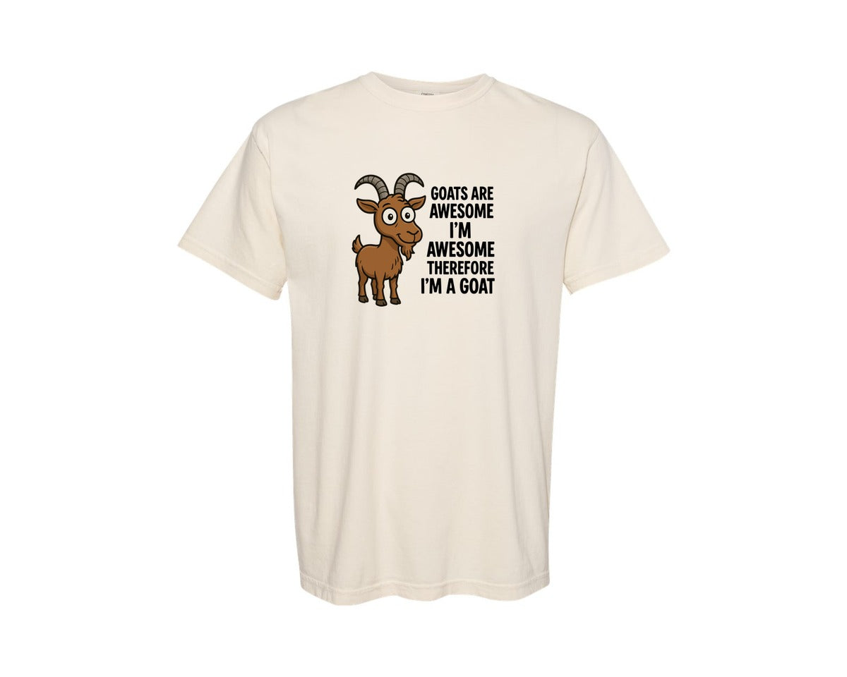 brand:Comfort Colors|color:Ivory|Goats Are Awesome Funny Cartoon T Shirt Graphic T-Shirt
