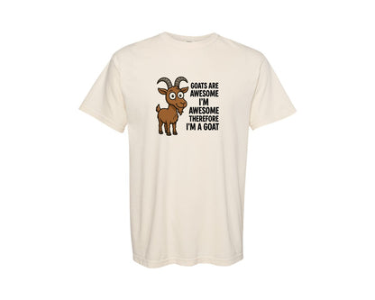 brand:Comfort Colors|color:Ivory|Goats Are Awesome Funny Cartoon T Shirt Graphic T-Shirt