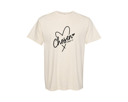 brand:Comfort Colors|color:Ivory|Chosen Heart Christian Graphic T-Shirt