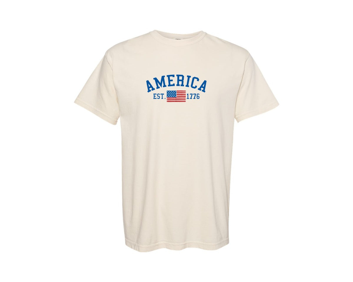brand:Comfort Colors|color:Ivory|American Flag Usa United States Of Ameri Graphic T-Shirt