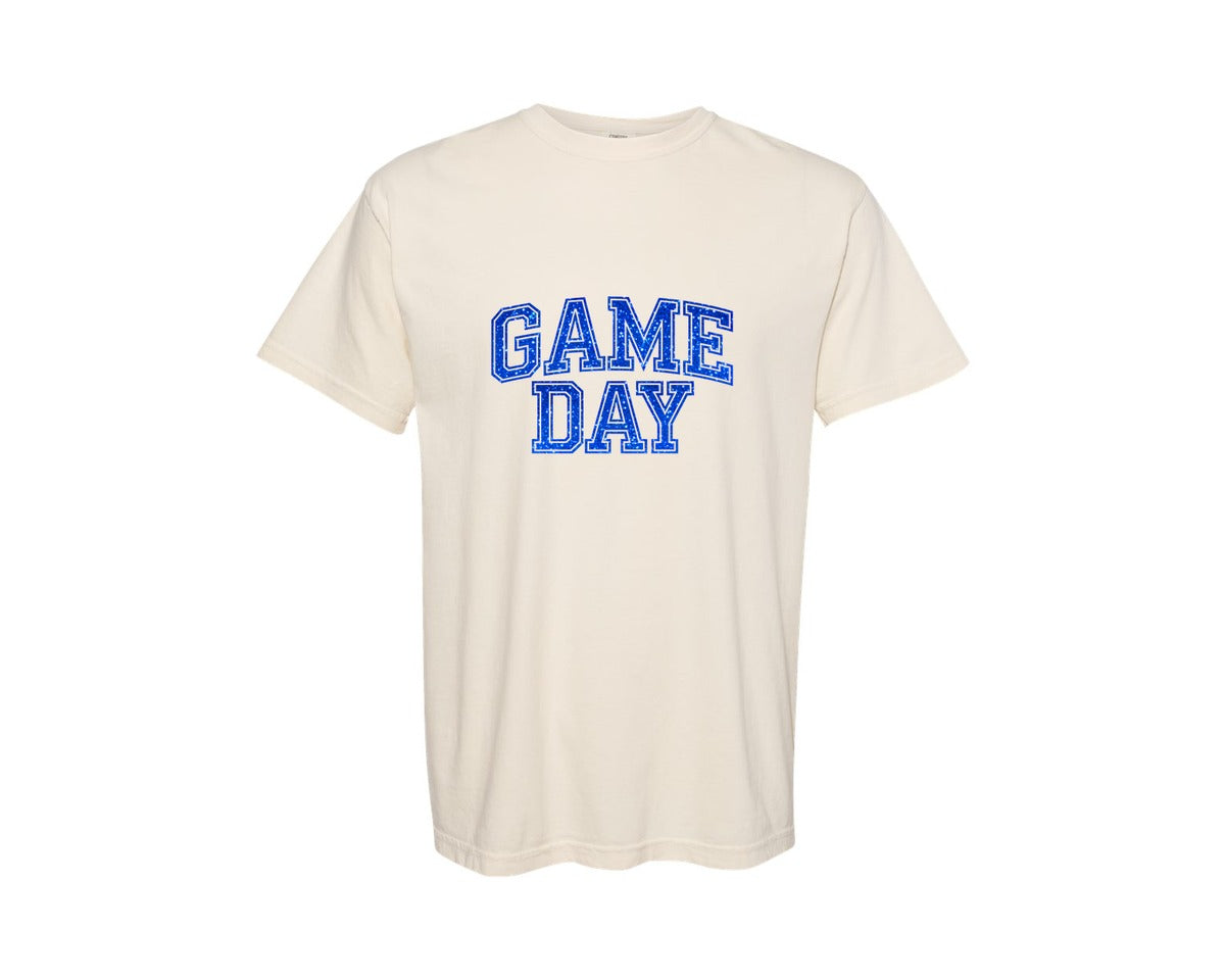 brand:Comfort Colors|color:Ivory|Blue Glitter Game Day Sport Graphic T-Shirt