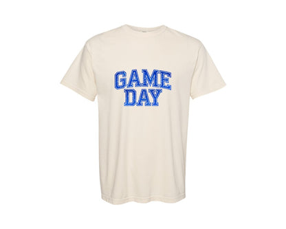 brand:Comfort Colors|color:Ivory|Blue Glitter Game Day Sport Graphic T-Shirt
