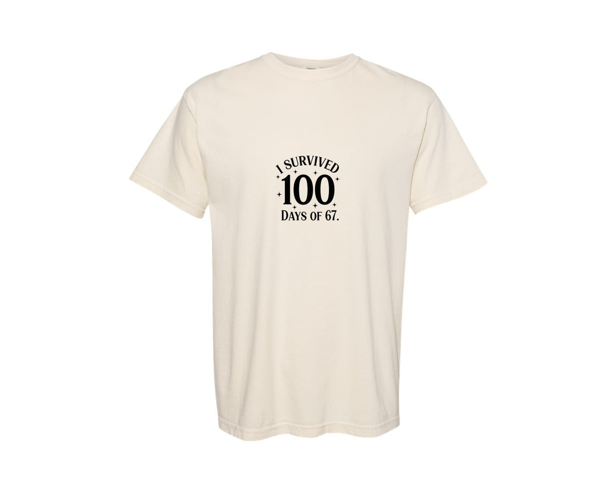 brand:Comfort Colors|color:Ivory|I Survived 100 Days Graphic T-Shirt