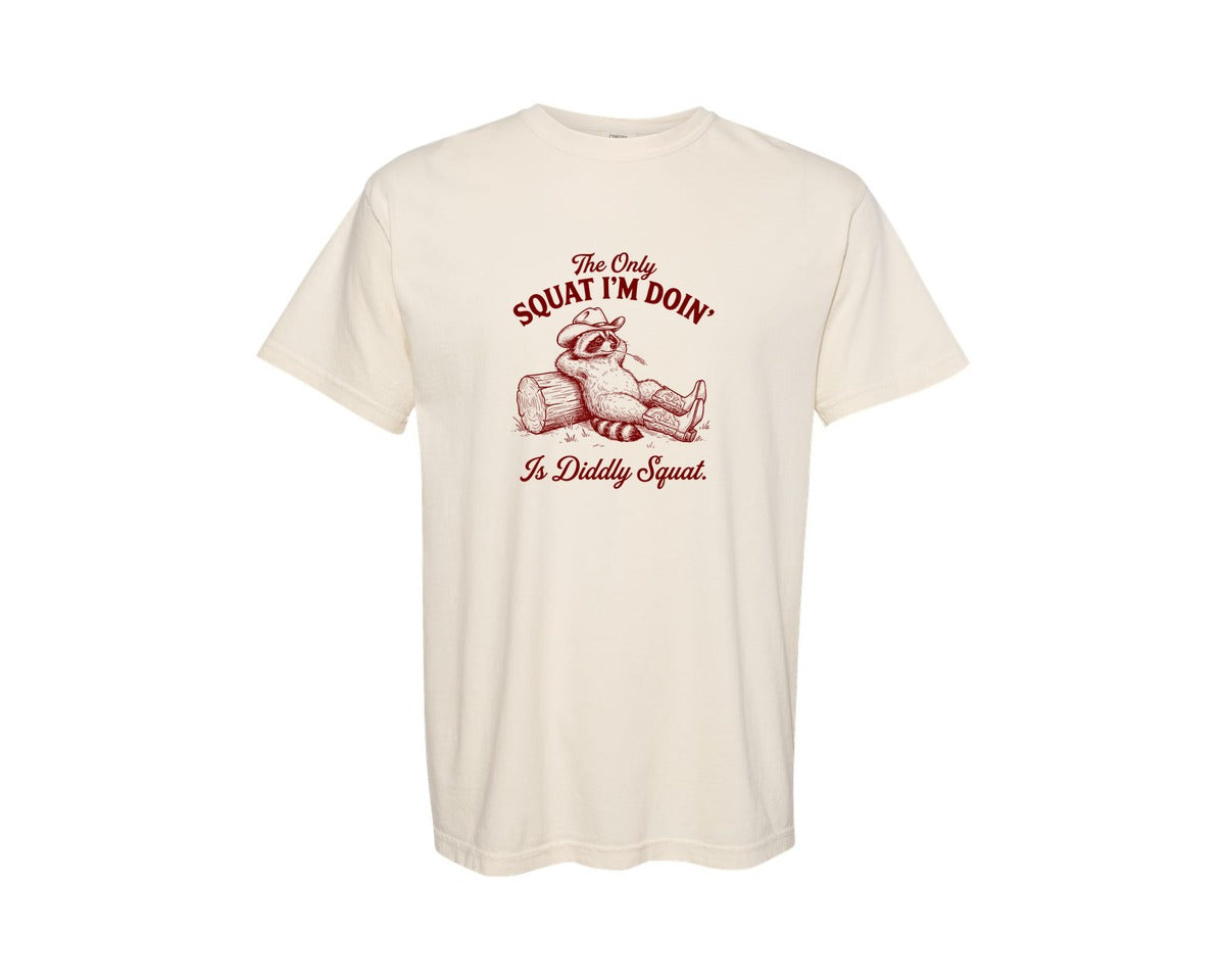 brand:Comfort Colors|color:Ivory|Funny Cowboy Raccoon Western Design Graphic T-Shirt