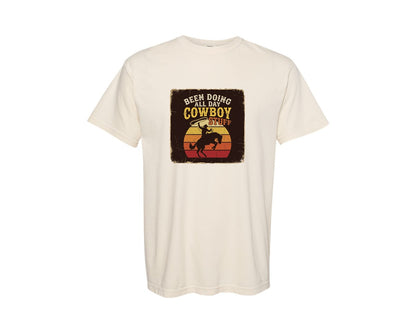 brand:Comfort Colors|color:Ivory|Cowboy Stuff Retro Rodeo Sunset Graphic T-Shirt