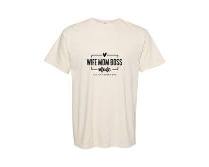 brand:Comfort Colors|color:Ivory|Wife Mom Boss Files Mom Gift Graphic T-Shirt