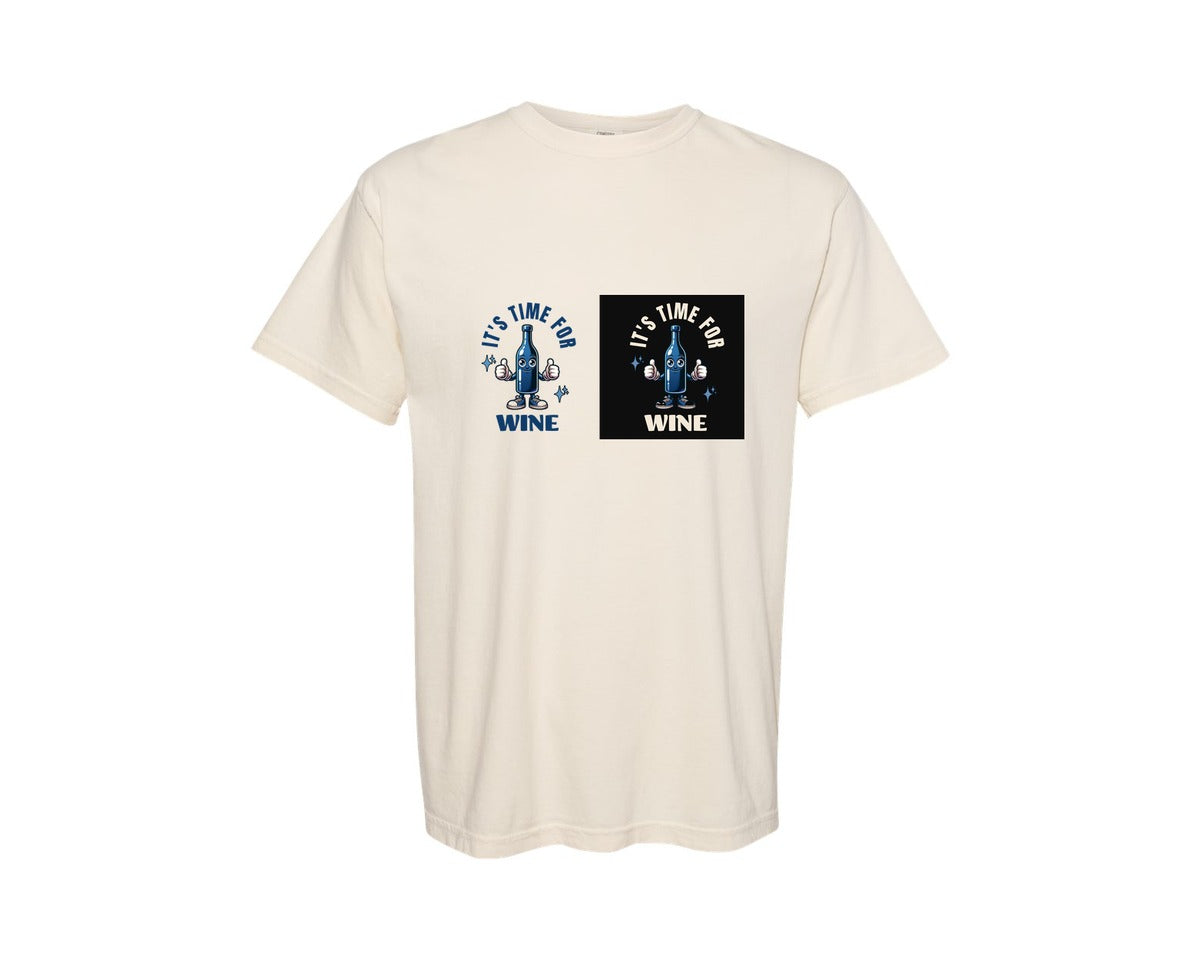 brand:Comfort Colors|color:Ivory|Funny Wine Bottle Time For Wine Graphic T-Shirt