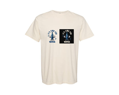 brand:Comfort Colors|color:Ivory|Funny Wine Bottle Time For Wine Graphic T-Shirt
