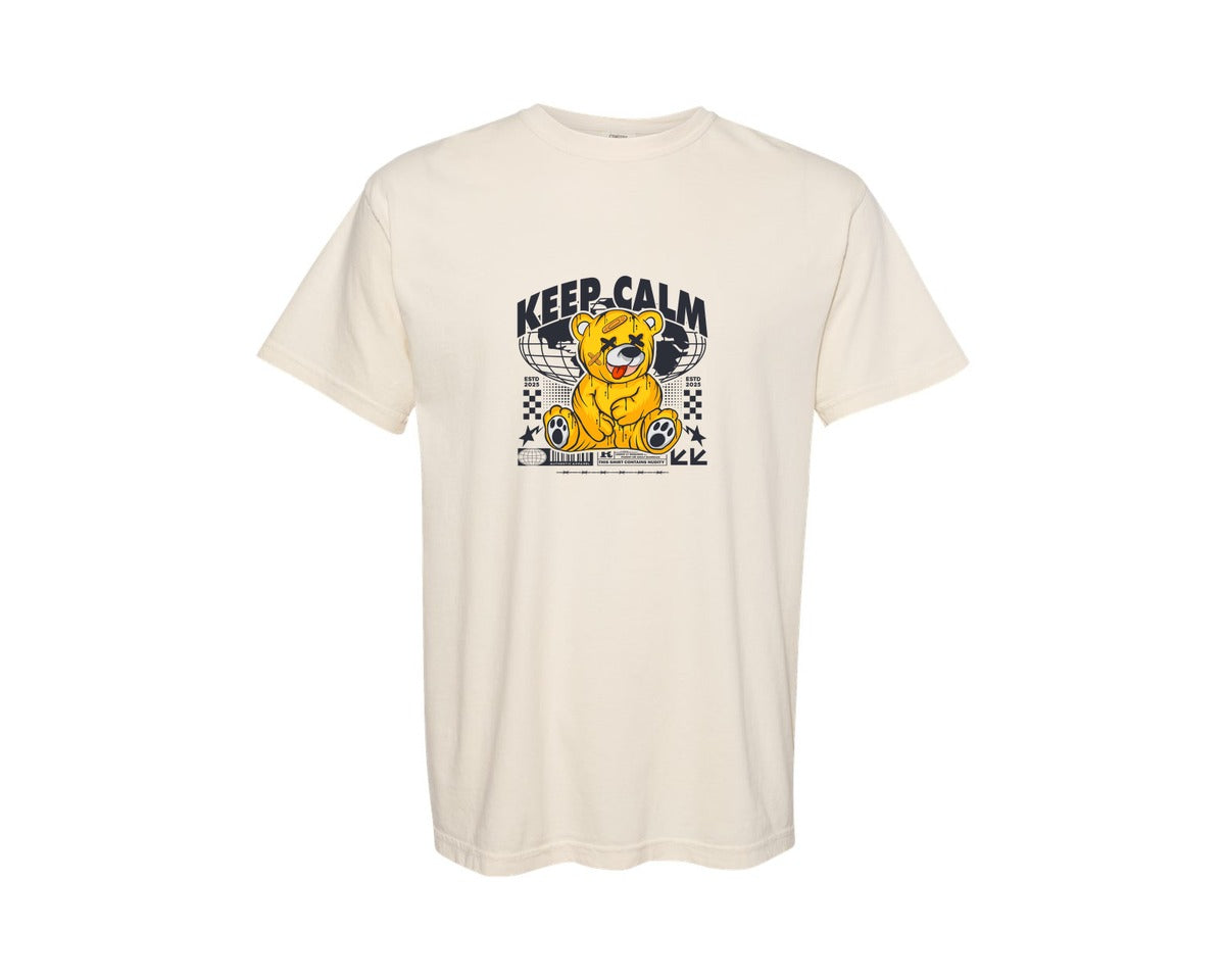 brand:Comfort Colors|color:Ivory|Bear Illustration Graffiti Urban Design Graphic T-Shirt