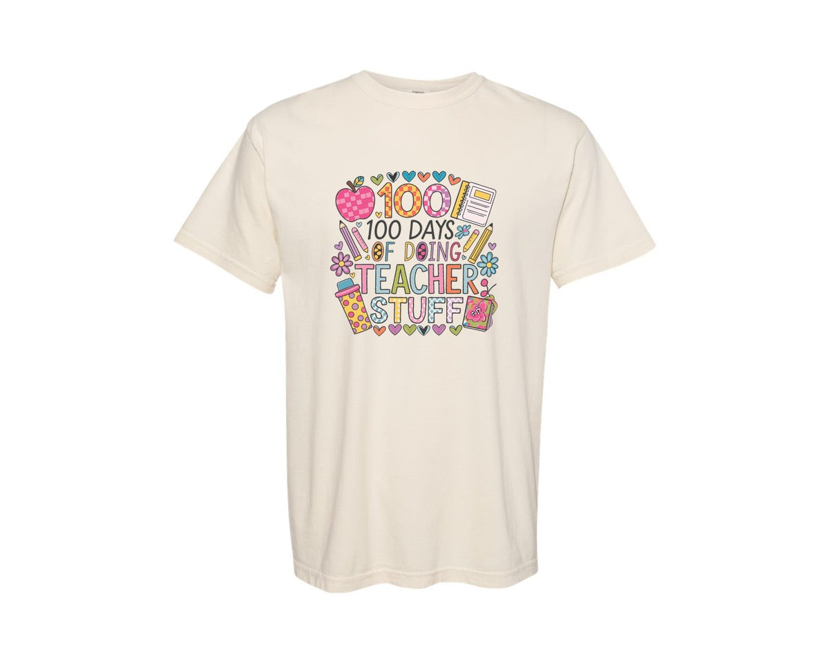 brand:Comfort Colors|color:Ivory|100 Days Of School 57 Graphic T-Shirt