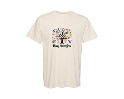 brand:Comfort Colors|color:Ivory|Mardi Gras Tree Boho Coquette Bead Graphic T-Shirt
