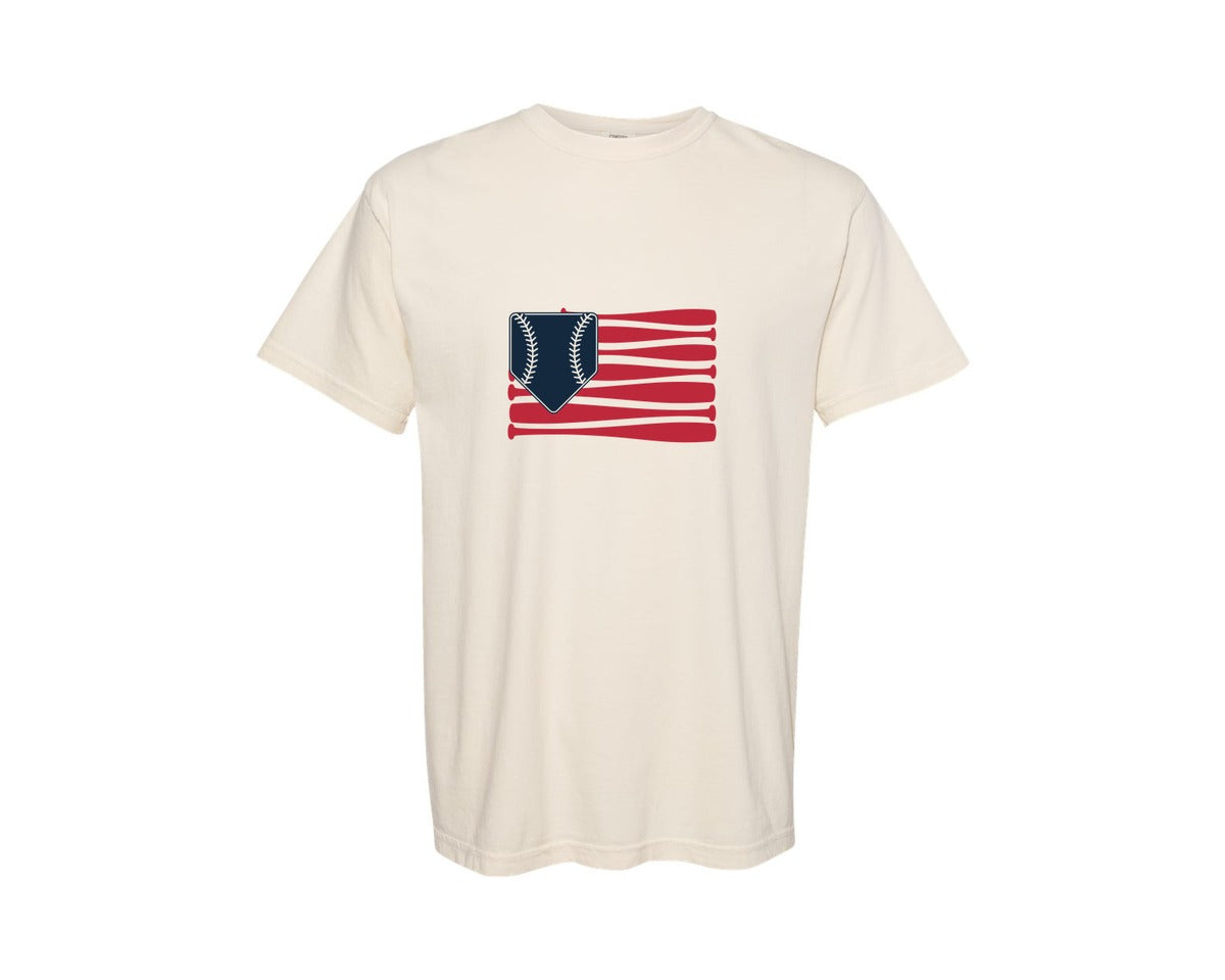 brand:Comfort Colors|color:Ivory|American Flag Baseball 4Th Of July Graphic T-Shirt