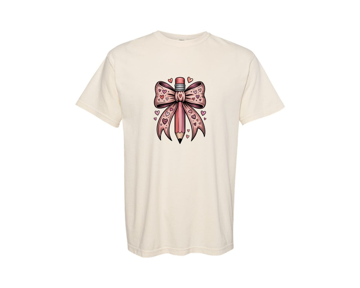 brand:Comfort Colors|color:Ivory|Teacher Valentine Coquette 4 Graphic T-Shirt
