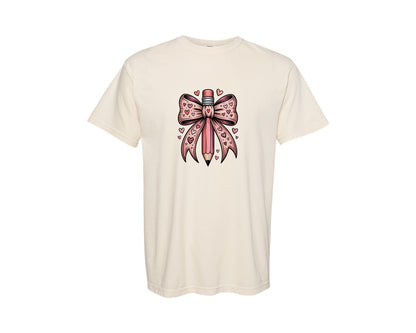 brand:Comfort Colors|color:Ivory|Teacher Valentine Coquette 4 Graphic T-Shirt