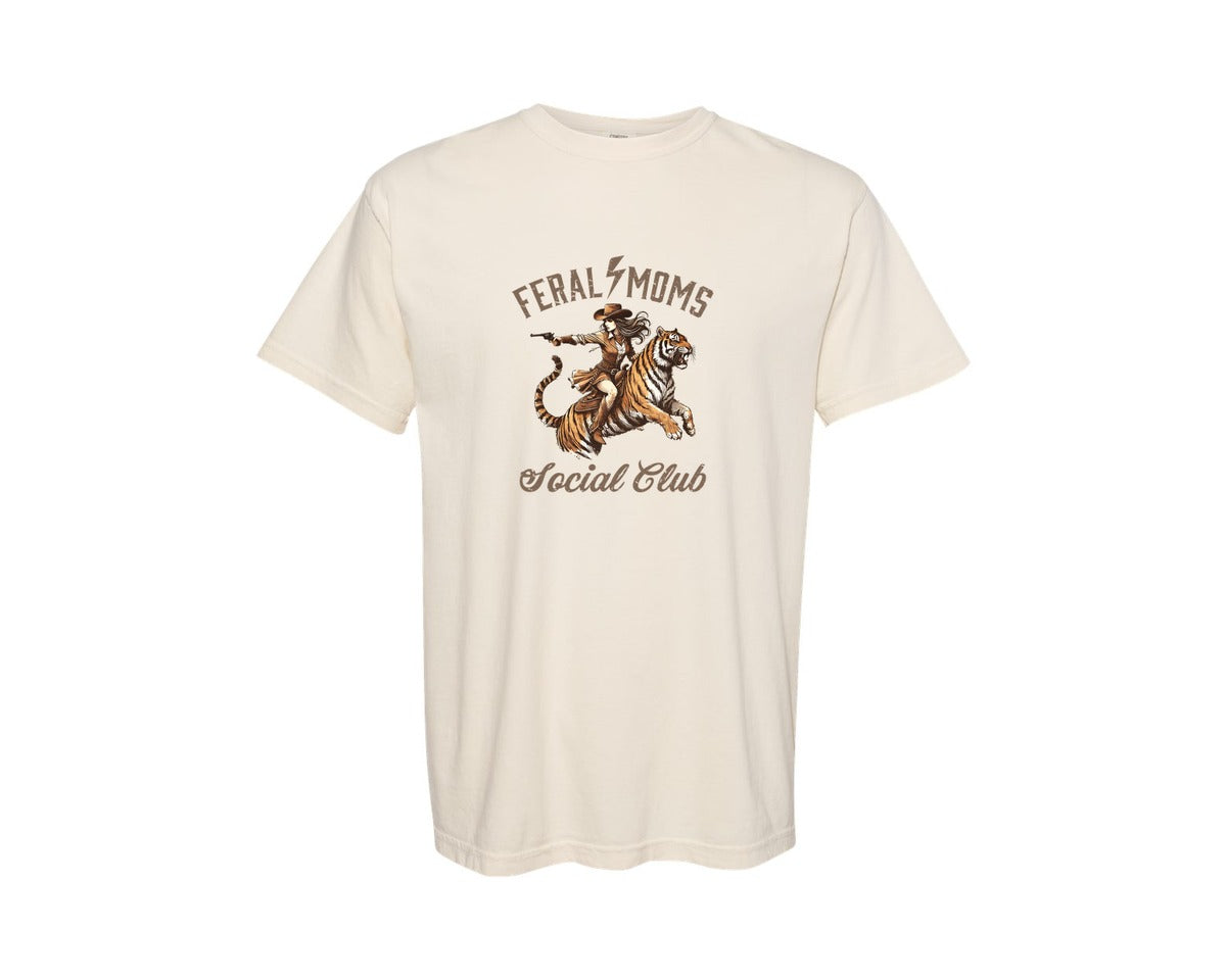 brand:Comfort Colors|color:Ivory|Western Mothers Day Feral Moms Club Graphic T-Shirt