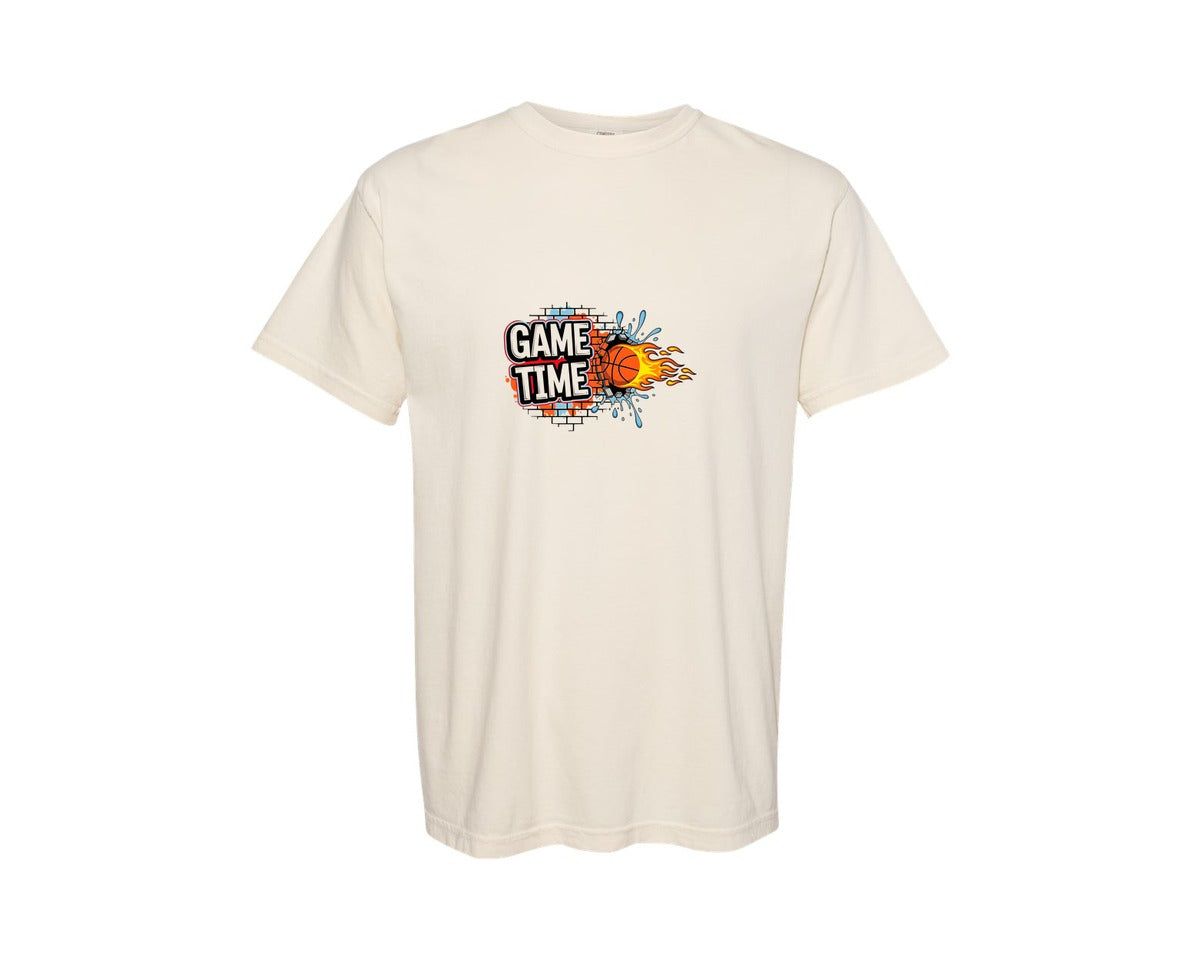 brand:Comfort Colors|color:Ivory|Game Time Basketball T Shirt Design Graphic T-Shirt