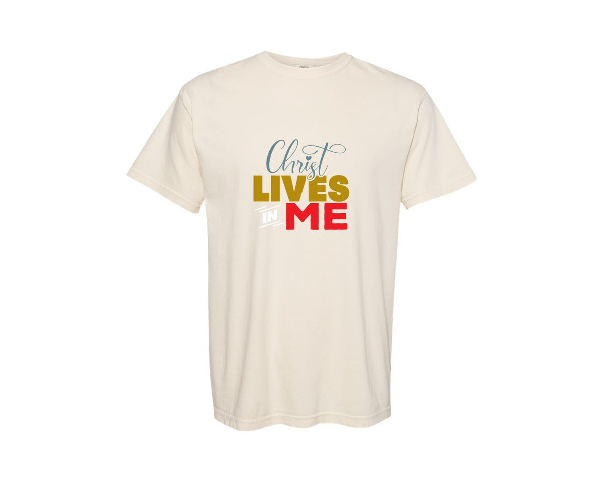 brand:Comfort Colors|color:Ivory|Christ Lives In Me Christian Sublimatio Graphic T-Shirt