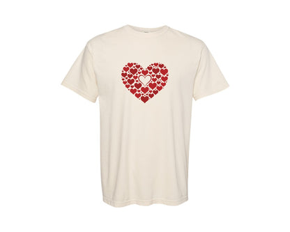 brand:Comfort Colors|color:Ivory|Love Valentine Heart Shape T Shirt Graphic T-Shirt