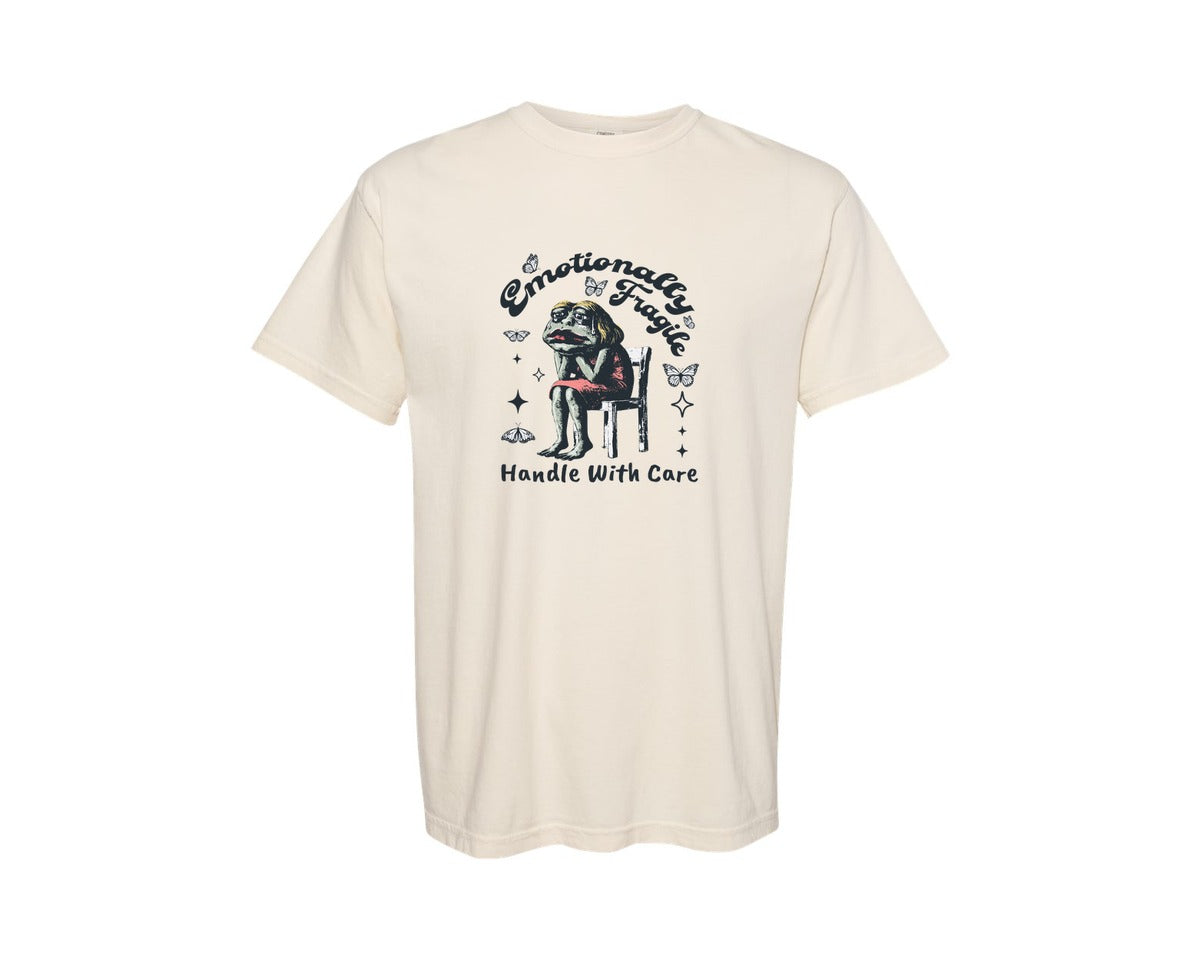 brand:Comfort Colors|color:Ivory|Frog Woman With Tears Emotionally Shirt Graphic T-Shirt