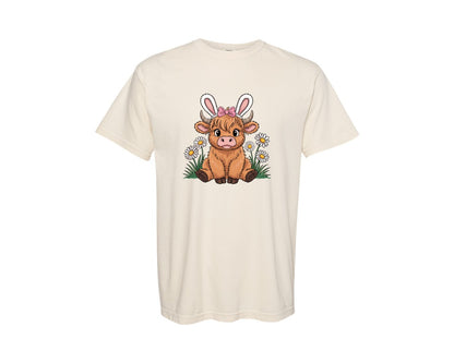 brand:Comfort Colors|color:Ivory|Cow Easter Graphic T-Shirt