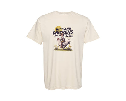 brand:Comfort Colors|color:Ivory|Kids And Chickens Vintage Farm Graphic T-Shirt