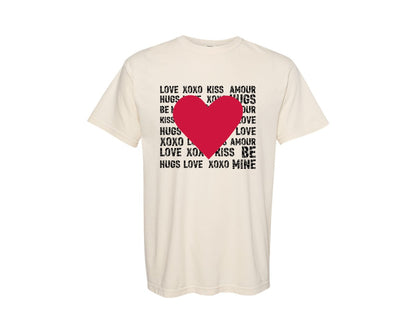 brand:Comfort Colors|color:Ivory|Retro Love Heart Love Xoxo Graphic T-Shirt