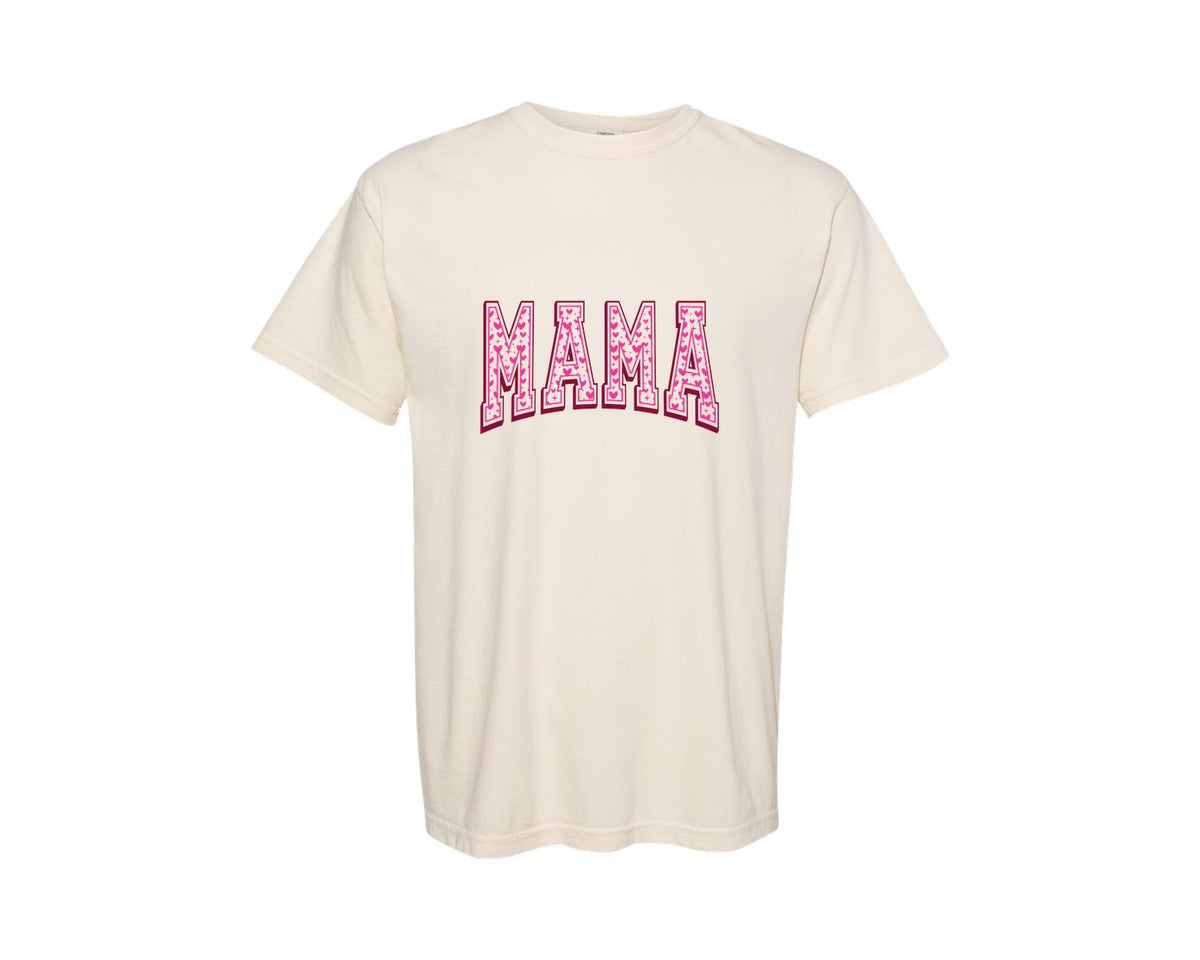 brand:Comfort Colors|color:Ivory|Mama Valentines Heart Mama Graphic T-Shirt