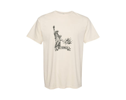 brand:Comfort Colors|color:Ivory|No King Lady Liberty Kicks Crown Graphic T-Shirt