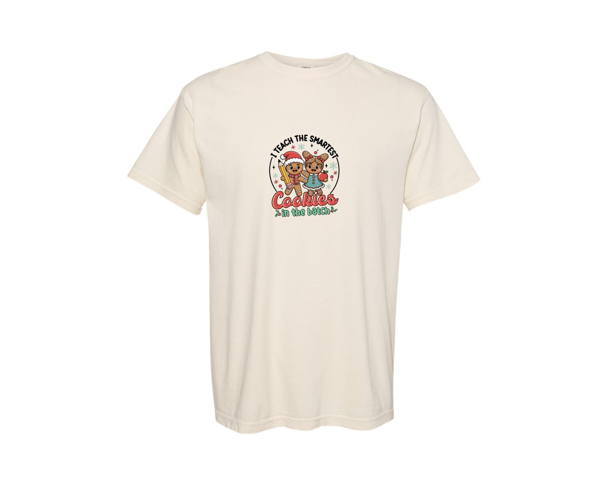brand:Comfort Colors|color:Ivory|Gingerbread Teacher Christmas Shirt Graphic T-Shirt