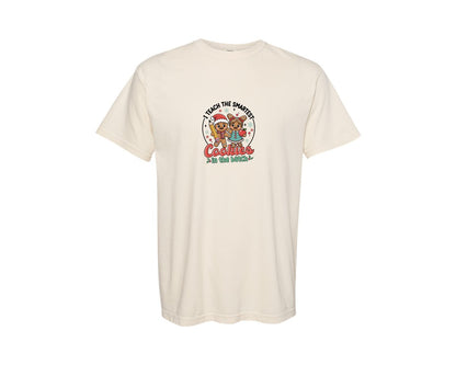 brand:Comfort Colors|color:Ivory|Gingerbread Teacher Christmas Shirt Graphic T-Shirt