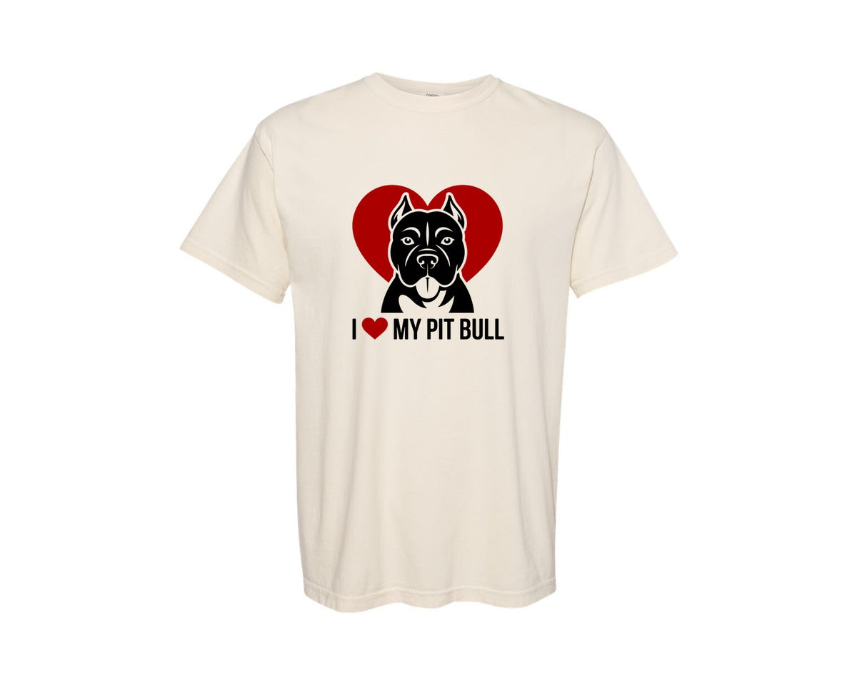 brand:Comfort Colors|color:Ivory|I Love My Pit Bull Ai Graphic T-Shirt