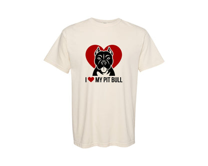 brand:Comfort Colors|color:Ivory|I Love My Pit Bull Ai Graphic T-Shirt