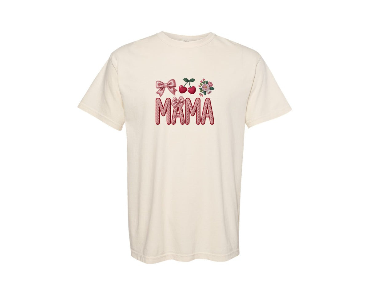 brand:Comfort Colors|color:Ivory|Crochet Mama Faux Yarn Valentines Day Graphic T-Shirt