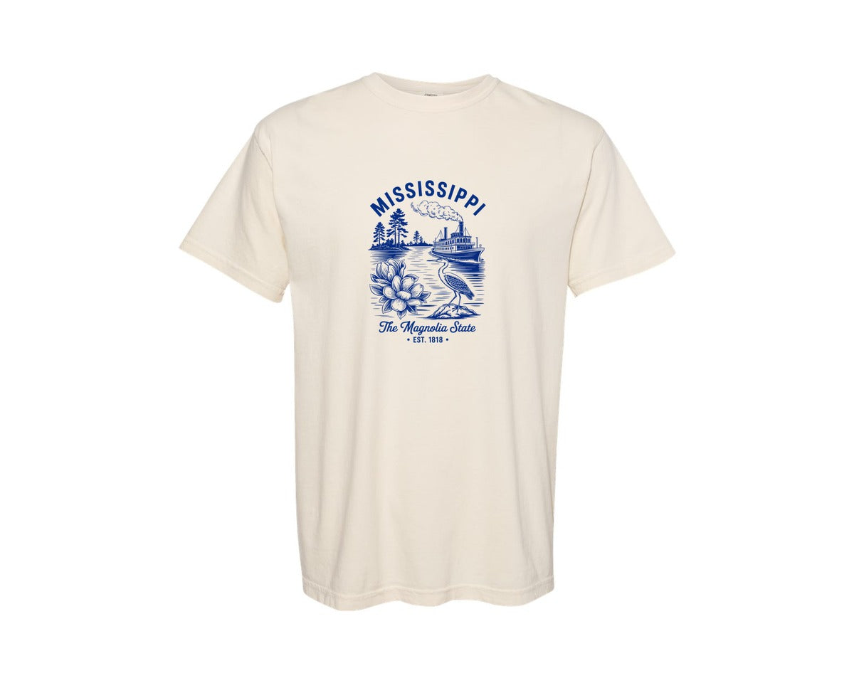 brand:Comfort Colors|color:Ivory|Mississippi The Magnolia State T Shirt 3 Graphic T-Shirt