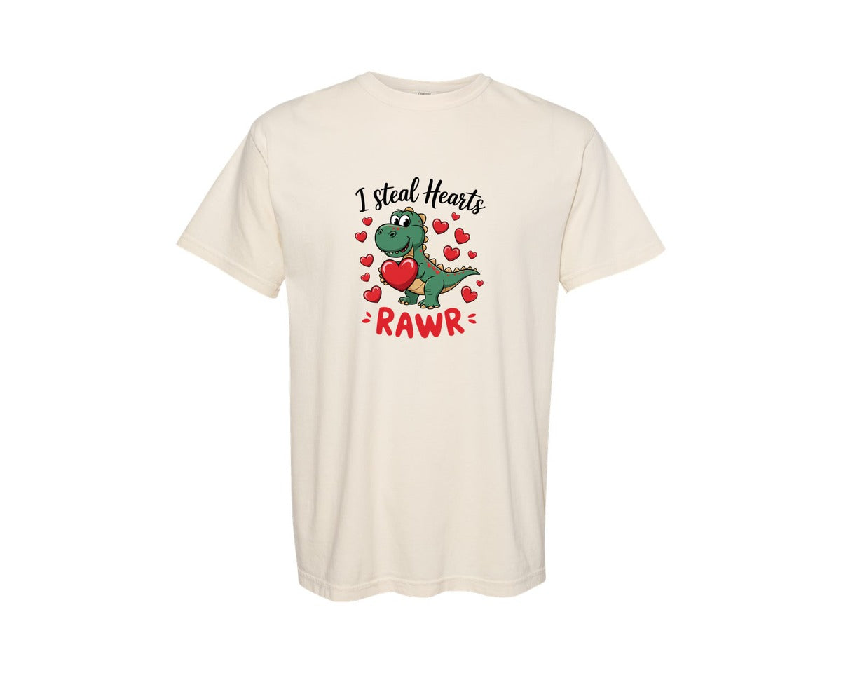 brand:Comfort Colors|color:Ivory|Valentines Day I Steal Hearts Graphic T-Shirt