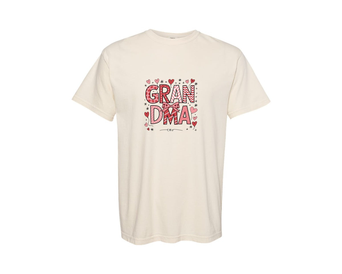 brand:Comfort Colors|color:Ivory|Grandma Valentine Coquette Bow Graphic T-Shirt