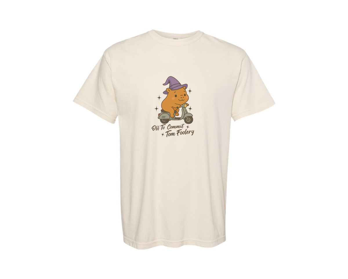 brand:Comfort Colors|color:Ivory|Off To Commit Tom Foolery Capybara Graphic T-Shirt