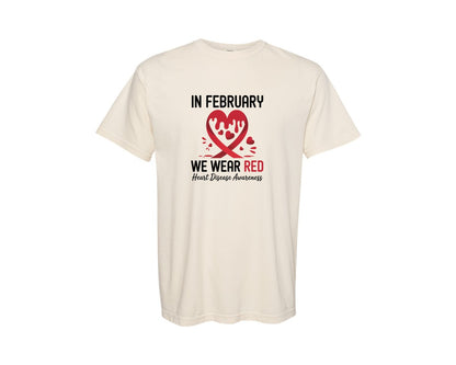 brand:Comfort Colors|color:Ivory|Wear Red Heart Awareness Graphic T-Shirt