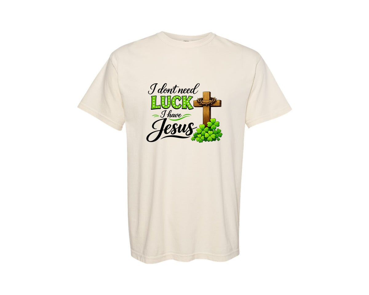 brand:Comfort Colors|color:Ivory|I Have Jesus Not Luck Graphic T-Shirt