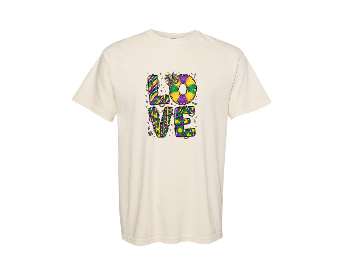 brand:Comfort Colors|color:Ivory|Mardi Gras Love King Cake Graphic T-Shirt