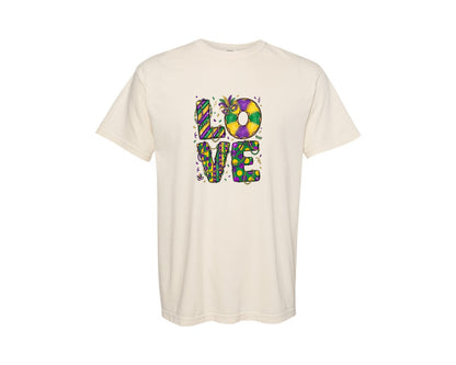 brand:Comfort Colors|color:Ivory|Mardi Gras Love King Cake Graphic T-Shirt