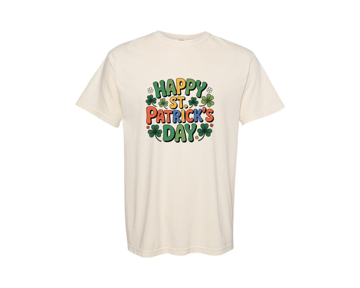 brand:Comfort Colors|color:Ivory|Happy St Patricks Day Retro Graphic T-Shirt