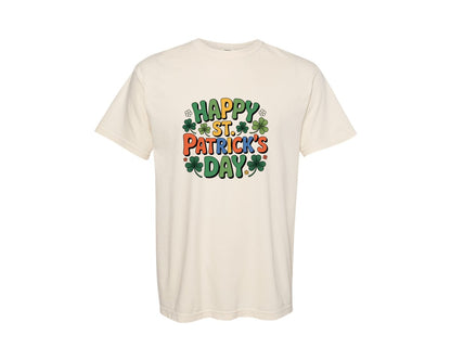 brand:Comfort Colors|color:Ivory|Happy St Patricks Day Retro Graphic T-Shirt