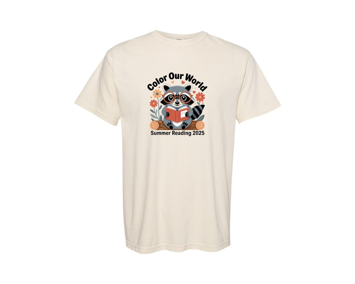 brand:Comfort Colors|color:Ivory|Color Our World Raccoon T Shirt Graphic T-Shirt