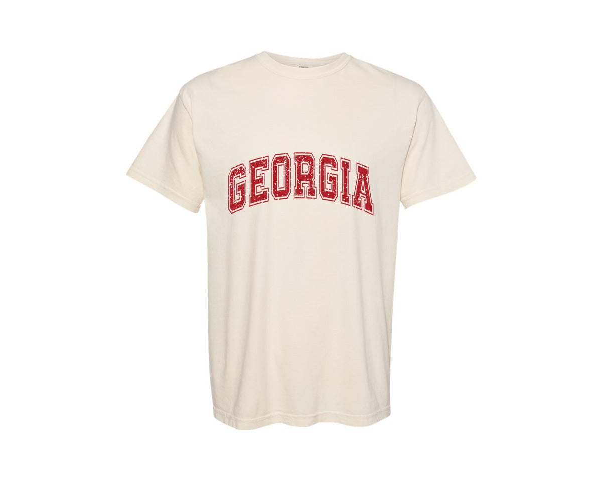 brand:Comfort Colors|color:Ivory|Georgia Varsity Graphic T-Shirt