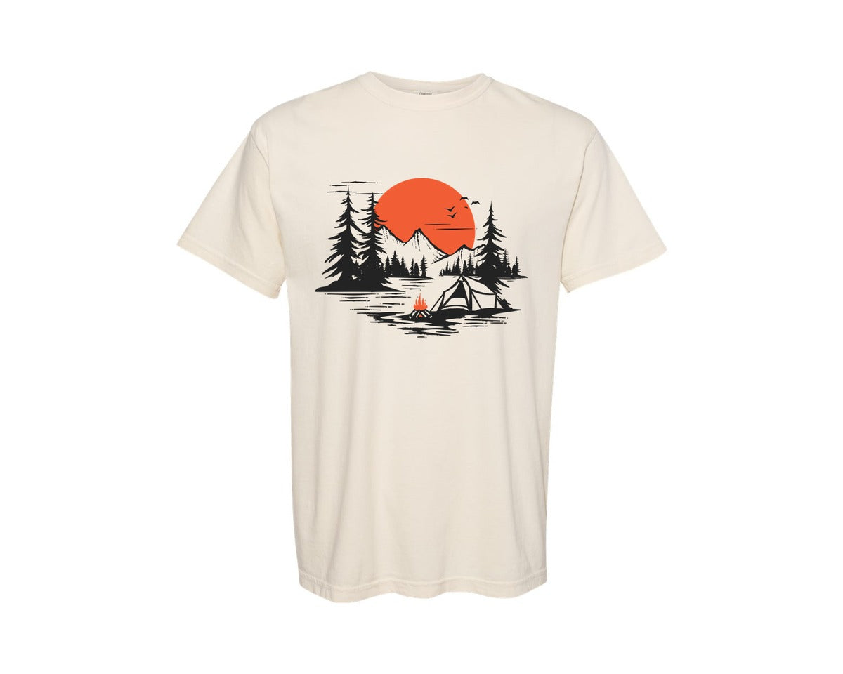 brand:Comfort Colors|color:Ivory|Sunset Camping Adventure T Shirt Design 9 Graphic T-Shirt